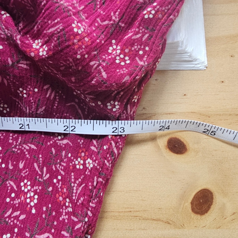 GAP Floral V-Neck Blouse Large Burgundy Boho Peasant Top Cottagecore, feminine - Picture 8 of 9